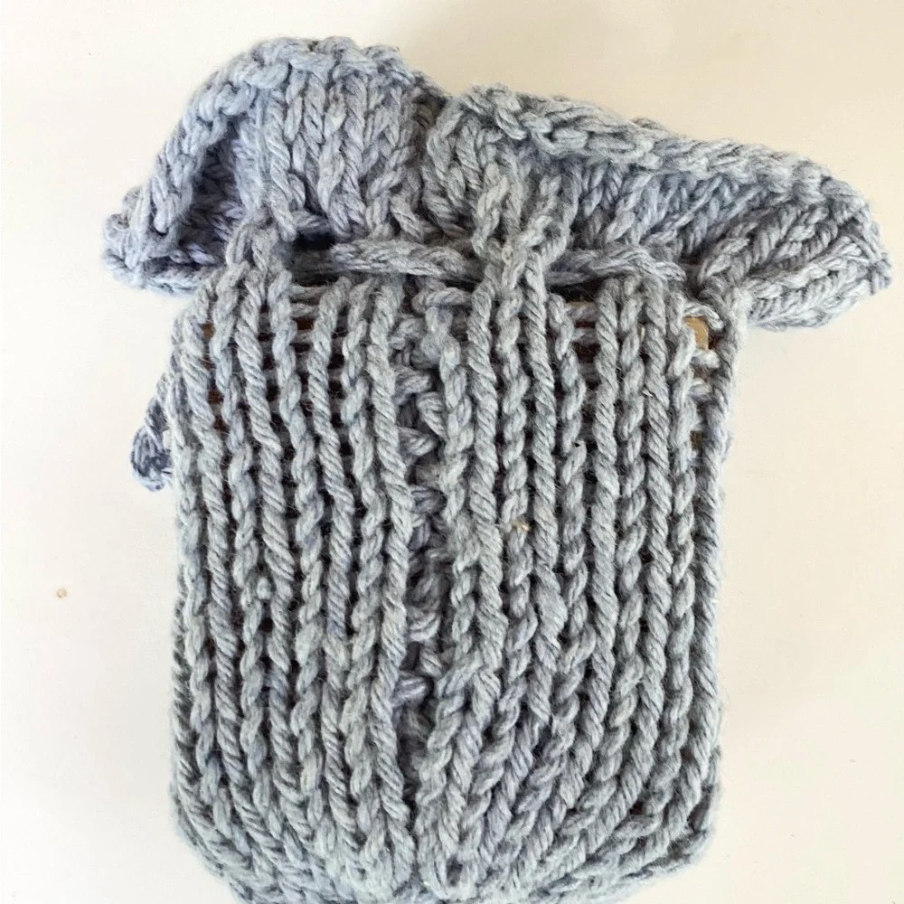 Soap Saver Bag Pouch Hand Crafted Denim Blue Cotton Bath Essential Exfoliating